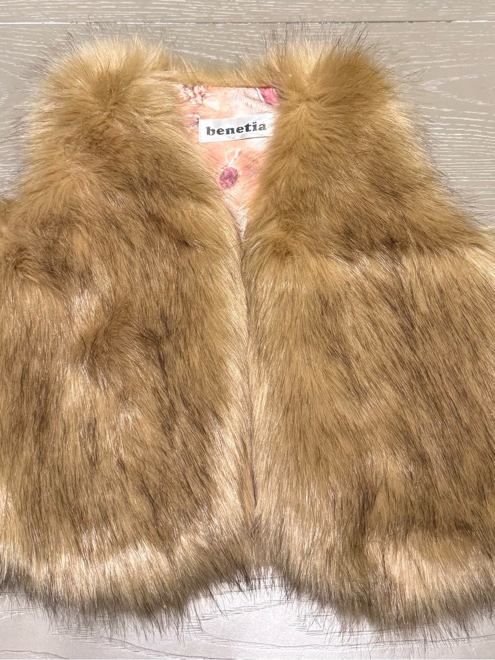 Girls Faux Fur Vest Size 6 7 Tan Brown Boutique Boho Coquette Holiday Layering